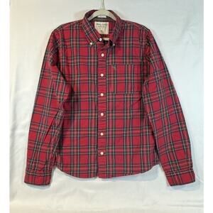 Abercrombie Red Plaid LS Men's Button Down XL Classic Old Money